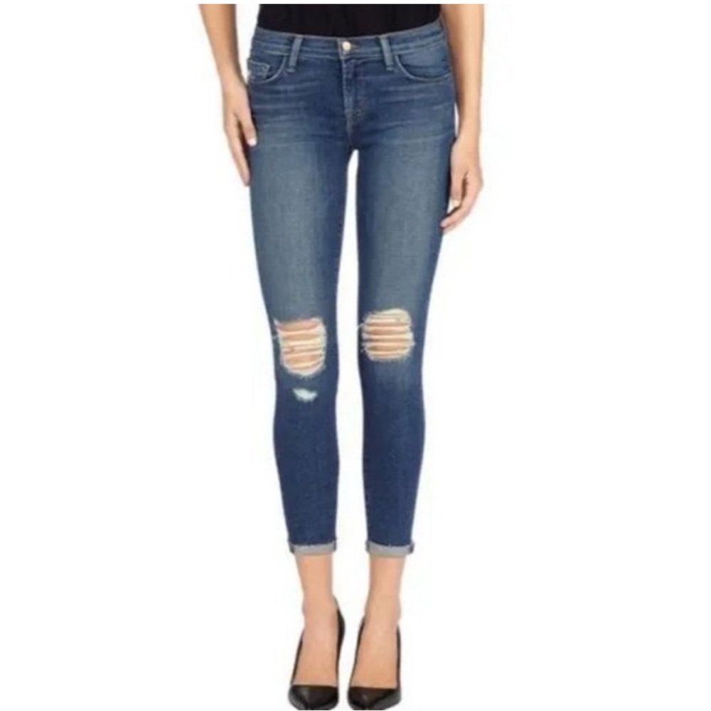 J Brand Blue Skinny Distressed Jeans (worn once)